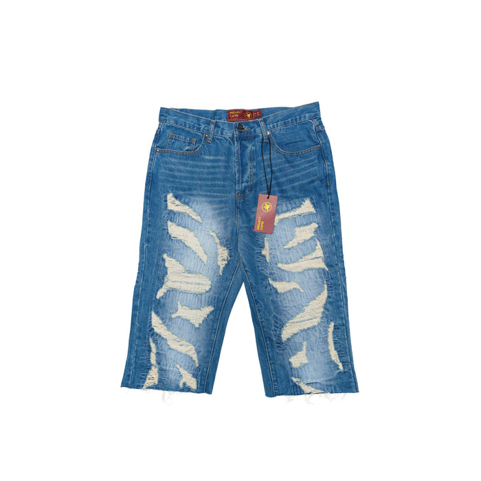 DISTRESSED CAPRI JORTS