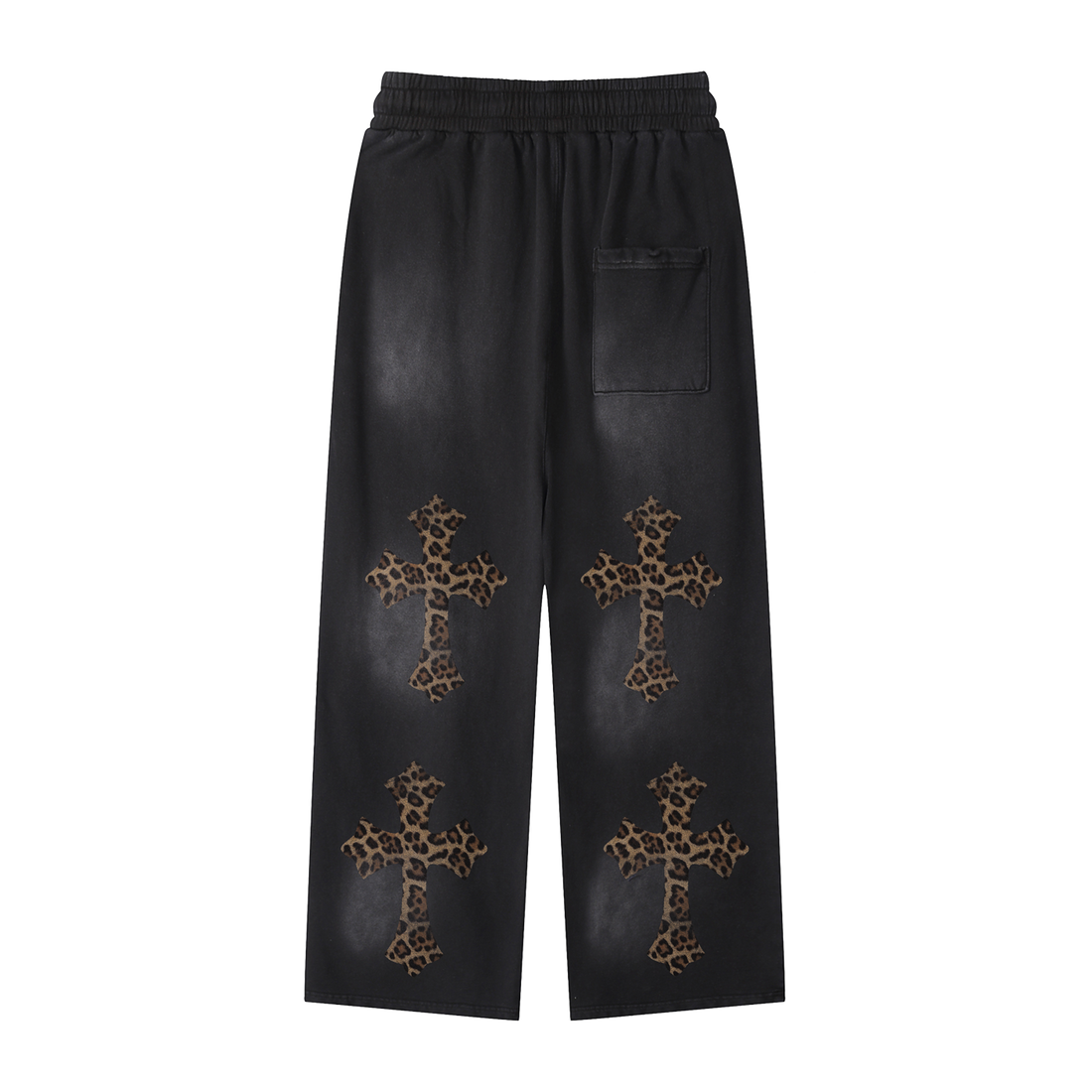 Cheetah Print Black Sunfade Loose Fit Cotton Sweatpants Cotton 350GSM DTG Print