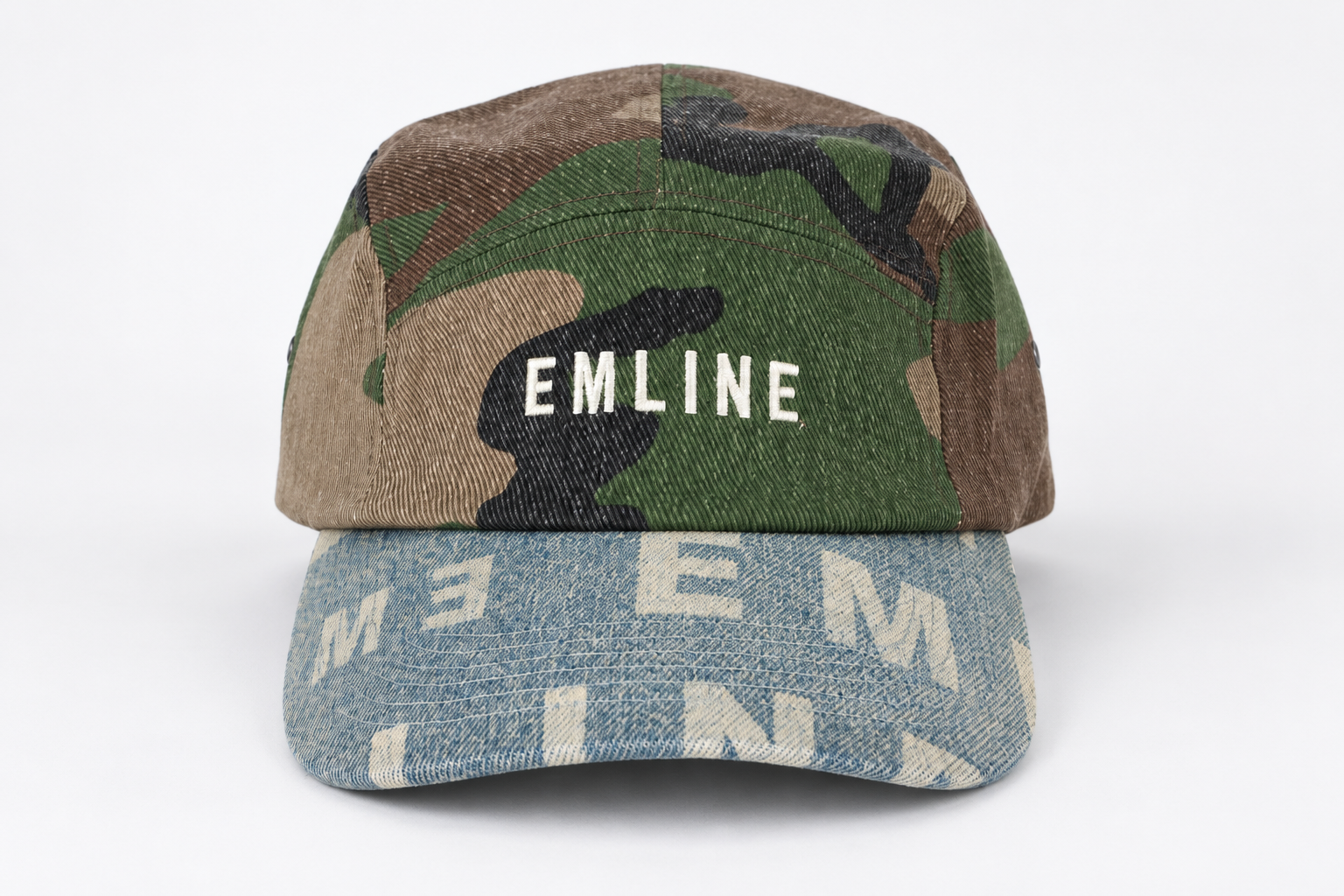 Logo Denim 5 Panel Hat - Camo/Light Blue