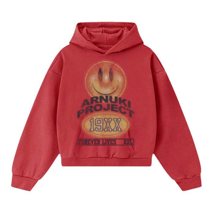 Arnuki Red Smile Streetwear Hoodie 460GSM Y2K Unisex Cotton DTG Graphic